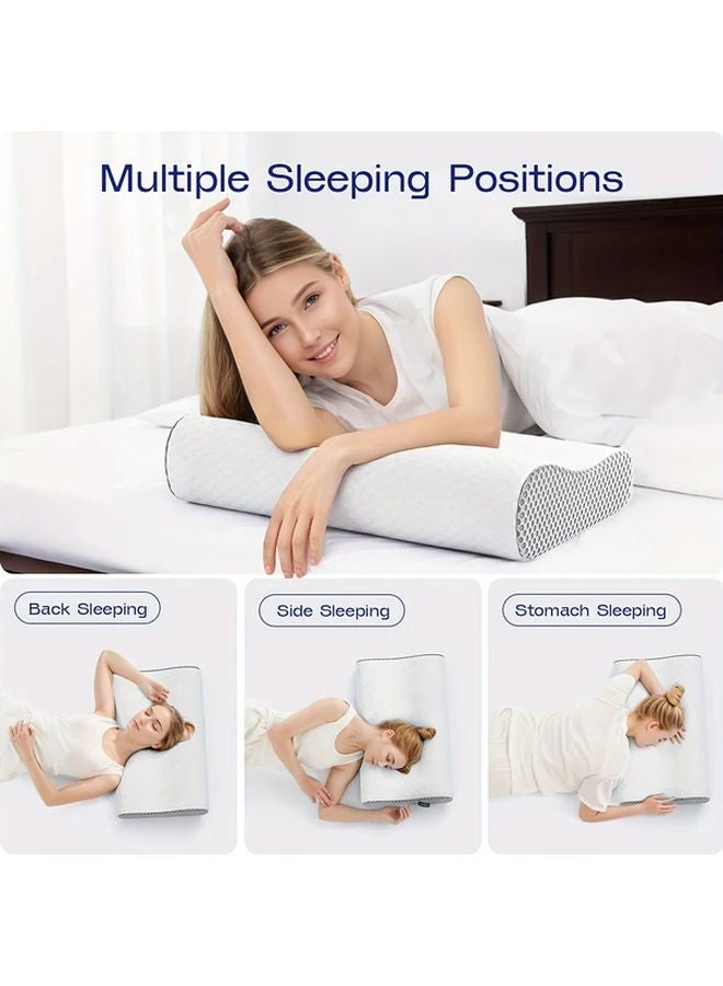 Ergonomic Neck Pillow Gray White Cervical Support for Side Back Stomach Sleepers Machine Washable - Image 4
